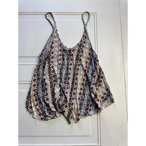 Poetry Multicolor Aztec Flowy Tank Top Shirt Size Small